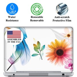 Meffort Inc 13 13.3 Inch Laptop Skin Sticker Cover Art Decal Decorative Stickers (Included 2 Wrist Pads) - Flower Leave Design