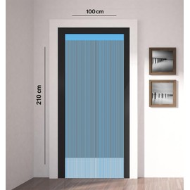 ZEBRA BLINDS String Curtain, Door Fly Screen Curtains, Door Strings, Tassel Curtains for Doorway, Window Decor String Panel Stripe, Stylish Room Divider, Panel Fringe Curtain (Blue, 100 x 210 cm)