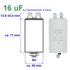 Starting Capacitor, Motor Capacitor, Working Capacitor MKP 16 μF, 450