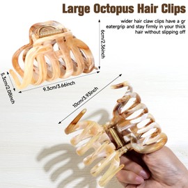 MOTIBACK 4pcs Große Octopus Haarspangen mit starker Halt Rutschfest für täglichen Gebrauch, Sport und Styling, Ideal für Frauen und Mädchen