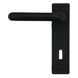 Domoferm Door Handle Set on Short Plate for fire Doors, Suitable for fire Doors T30, T60, T90, Distance PZ 72 mm (DIN), Black, Includes BB Insert and 1 Key