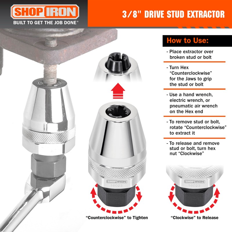 Shop Iron 16023 3/8" Drive Damaged Bolt and Stud Extractor