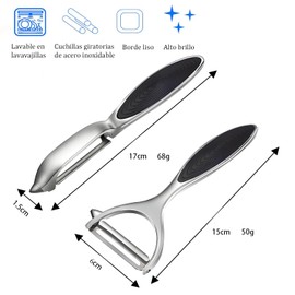 Pelador de Verduras y Papas 2pcs, Pelapapas de Acero Inoxidable, Hoja Afilada, Mango Antideslizante, Accesorios de Cocina Pelador para Frutas Vegetales