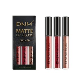 CAHIUYOA Juego De 3 Labiales Líquidos Mate Color Nude, Rojo Y Morado, Brillo Labial, Antiadherentes, De Larga Duración, Resistentes Al Agua Y A Las...