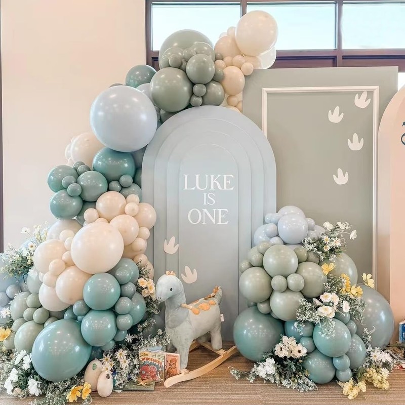 Sage Green and Blue Balloons