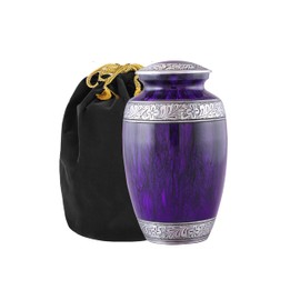 Cremation Urn for Human Ashes – Large Adult ERN for Ashes – Funeral Urn for Men & Women – Memorial ERN for Loved Ones – Burial Urn for Home, Columbarium, or Funeral Service (Purple, Adult)