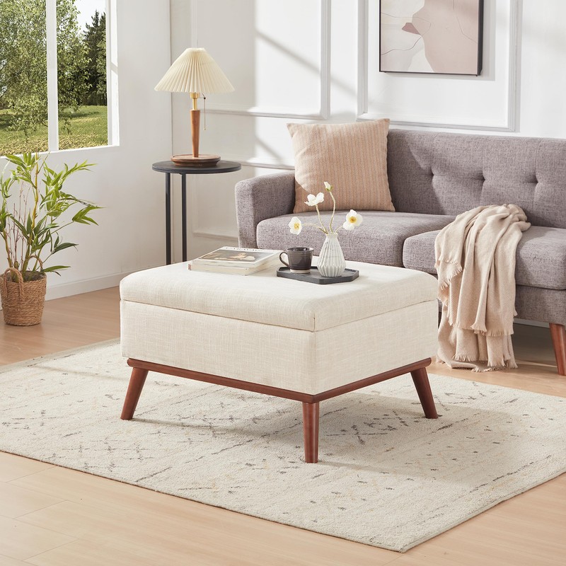 Tbfit Large Ottoman with Storage, 28.3" Mid Century Modern Rectangle