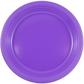 JAM PAPER Round Plastic Party Plates - Medium - 9 inch - Purple - 200/Box