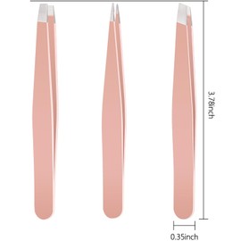 Eyebrows Tweezers Set,Stainless Steel Precision Remover Kit for Facial Hair, Inward Growing Hair and Splinter,Suitable for Women, Men (Pink)
