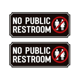 2PCS No Public Restroom Signs for Business, Self Adhesive Weatherproof Vinyl Sorry No Public Bathroom Sign Sticker for Office Home Window Door