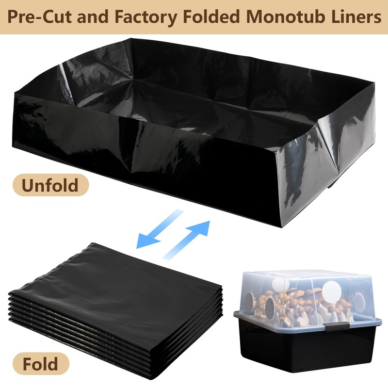 Adnee 15 Pcs Mushroom Monotub Liners-19" x 13" x 4"