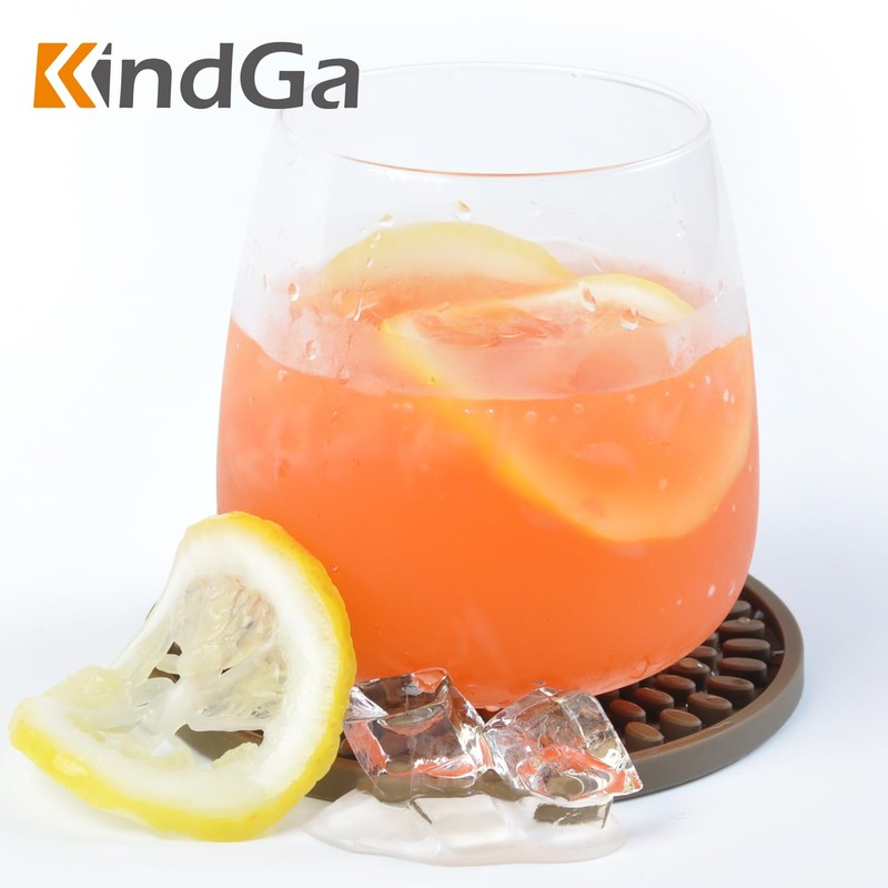 KindGa Coasters for Drinks Black, Absorbent Rubber Coaster Set, Silicone