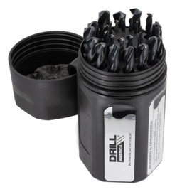 Drill America 29 Piece High Speed Steel Drill Bit Set in Round Case (1/16" - 1/2" X 64ths), DWDN Series