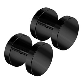 KJM Fashion Fake Plugs Piercing Anodised 1.2 mm 16 g Black Pack of 2, Stainless Steel
