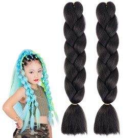 Klasse Wig Specialty Shop Braided Hair Bundles, Set of 2, Extensions, Kids, Dance, Cornrow, Volume, Braided, Gradation, Heat Resistant, 32 Colors to Choose From Children to Adults, Black