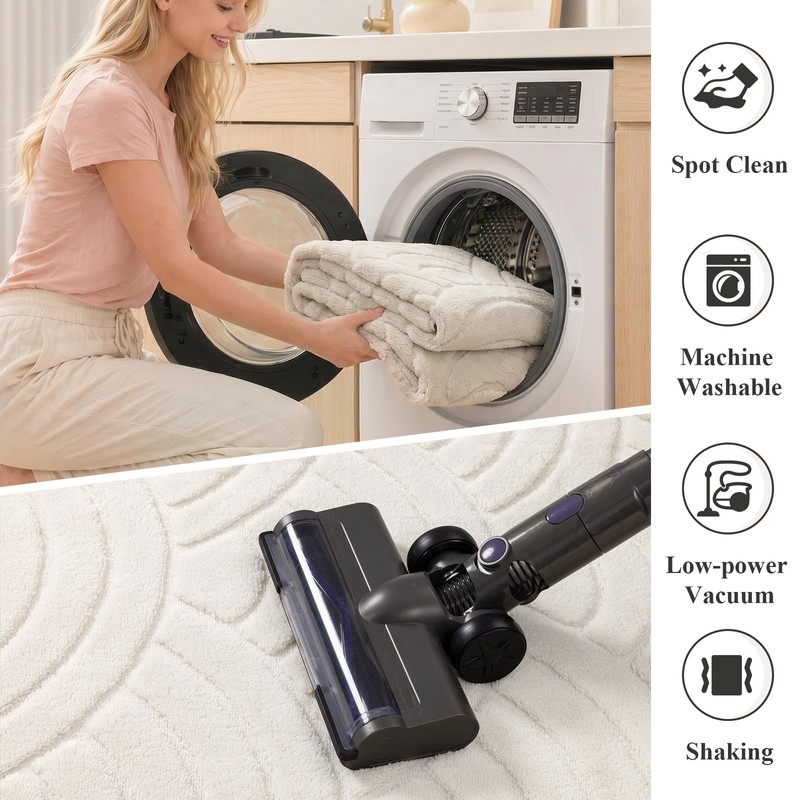 SHACOS Soft Cozy Fluffy Arch Waves Pattern High-Low Textured Area