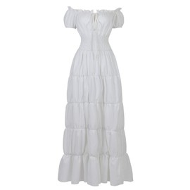 Renaissance Costume for Women Medieval Dress Cosplay Dress Up Costumes Gothic Gown 2X-Large White