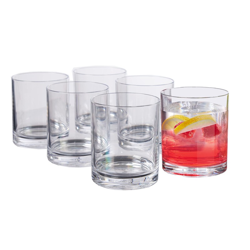 US Acrylic Classic Clear Plastic Reusable Drinking Glasses (Set of