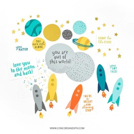 Concord & 9th Out of This World Stamp Set - 17 Clear Stamps on 4"x8" Sheet for Crafting - Birthday Cards, Christmas, Thank You and Valentine's Day Cards