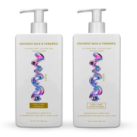 Coconut Milk & Turmeric - Shampoo and Conditioner Set | Sulfate Free, Paraben Free, Dye Free, with Naturally Derived Clean Ingredients| 16.5 oz - Pack Of 02