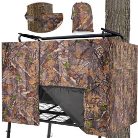 Hunting Tree Stand Blind - 112" x 40" Deer Ladder Stands Blinds Accessories, Camo Treestand Cover Kit Gear Camouflage Window, 2-3 Person Men Elevated Treestands Covers with Zipper and Two Inner Pocket
