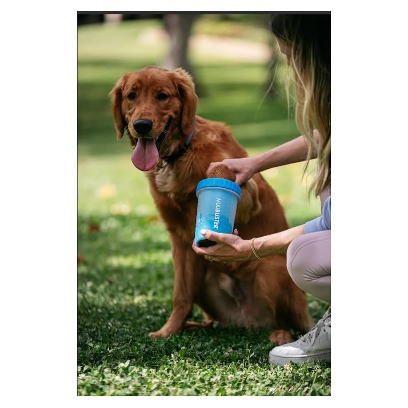 Dexas MudBuster Portable Dog Paw Cleaner, Medium, Blue - Premium