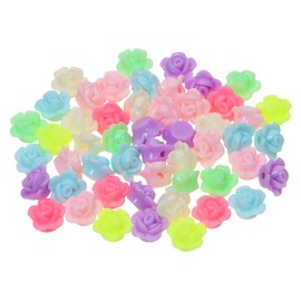 Tupalizy 100PCS Acrylic Rose Flower Beads Flat Back Floral Cabochons Colorful Spacer Beads for Bracelets Jewelry Making Necklace Earrings Keychain Rosaries DIY Crafts Scrapbooking Gifts Accessory,12mm