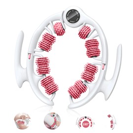 筋膜ローラー リングマッサージャー マッサージローラー 足用リング型ローラー トレーニング フォームローラー 【取外しハンドル＆1本で全身リリース】太もも 痩せ 180° 開閉 14個の独立回転ローラー 手持ち挟む式 ローラー 人間工学 静音設計 肌にやさしいTPR素材 男女兼用 運動 家庭用 お祝い用ギフト (白い粉)