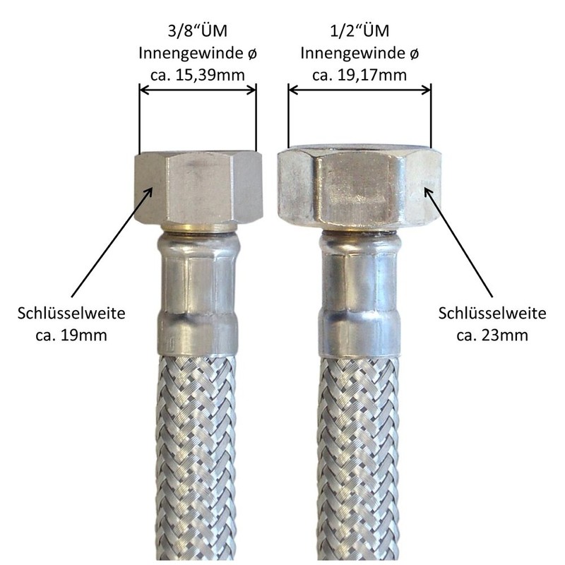 Reinforced hose 3/8 inch nut x 1/2 inch nut, drinking