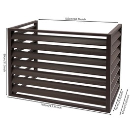 Air Conditioner Fence Aluminum Alloy Air Conditioner Protective Cover Modern Privacy Fence Screen Rectangular Privacy Protection Panels Pool Equipment Enclosure for Outside Outdoor Garden (Brown)