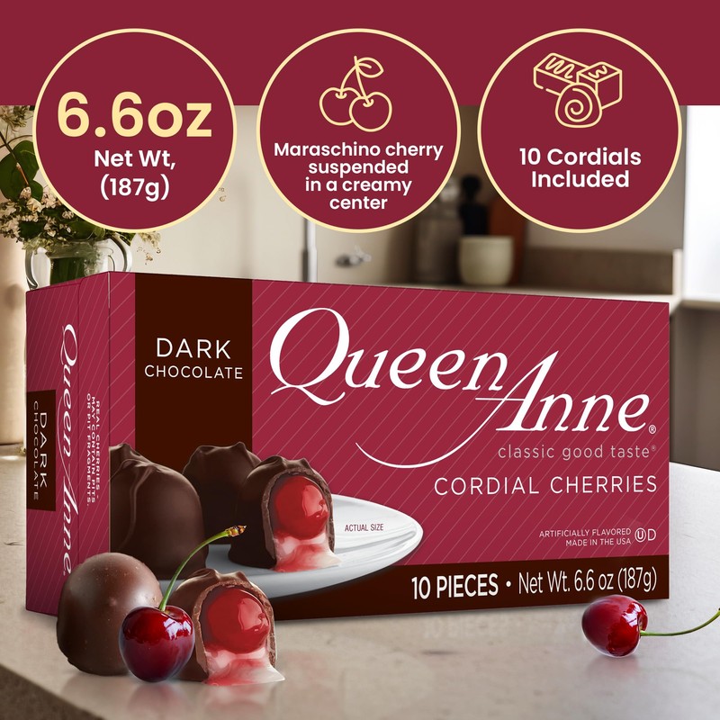 Queen Anne Dark Chocolate Covered Cordial Cherries | 6.6 oz