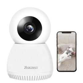 ZHXINSD 3MP Indoor Security Camera for Home Security, 2.4GHz Pan Tilt Dog Pet Camera with Phone App WiFi Cameras for Pet Baby Monitor, Motion Detection, 2 Way Audio SD & Cloud Storage Works with Alexa
