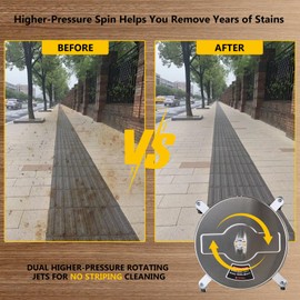 OCPTY 18Pressure Washer Surface Cleaner with 4 Wheels 1/4 Quick Connector and Washer Accessories,4.0 GPM Pressure Washer Attachments for Concrete, Patio, Sidewalk, Deck and Driveways,4000 PSI