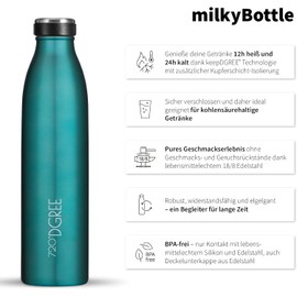 720°DGREE Stainless Steel Drinking Bottle ‘milkyBottle’ – 500 ml – Perfect for Children, BPA-Free, Leak-Proof, Suitable for Carbonated Drinks – Small Thermos for Carbonated Drinks, Sports, School,