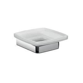 Emco Trend 023000100 Soap Dish (Satin Crystal Glass with Chrome Holder for Hand Soaps + Core Soaps, Width 120 mm) 023000100, Glass, Normal