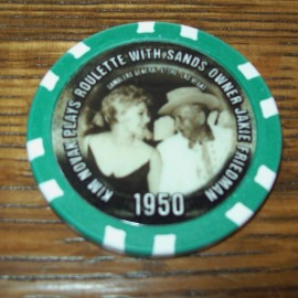 Kim Novak Sands Casino Las Vegas Poker Chip 1950 Photo Jakie Friedman