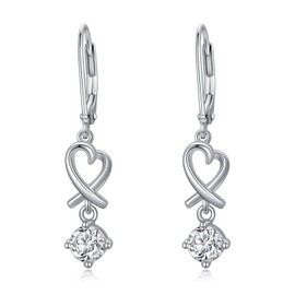 Heart Earrings for Women Drop Earrings S925 Sterling Silver Dangle Earrings Christmas Anniversary Birthday Jewelry Gifts for Her Girls(Heart Earrings)