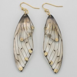 Syrios Gifts Clear & Gold Butterfly Dangle Earrings - Radiant Beautiful Buttefly Wings