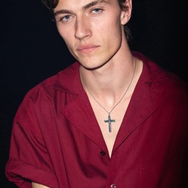 HUKKUN Crucifix Jesus Cross Necklace Sterling Silver Jesus Christ Cross Pendant for Men Religious for Men