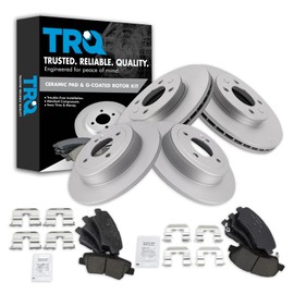 TRQ Front and Rear Brake Pad & Rotor Kit Brake Pads Brake Rotor Ceramic Premium G-Coated Compatible with 2012-2017 Hyundai Accent Kia Rio