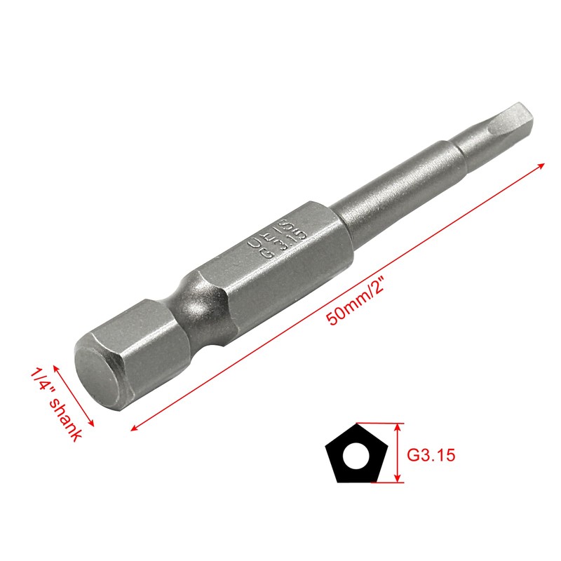 LDEXIN 10Pcs Magnetic Pentagon Head Screwdriver Bits 1/4" Hex Shank