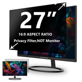 ACONETMAX 27 Inches Privacy Screen Filter for Computer 16:9 Widescreen Monitor | Removable | Privacy Shield | Anti Glare & Blue Light Filter | Eye Protection | Anti Spy | Anti-Scratch Protector Film