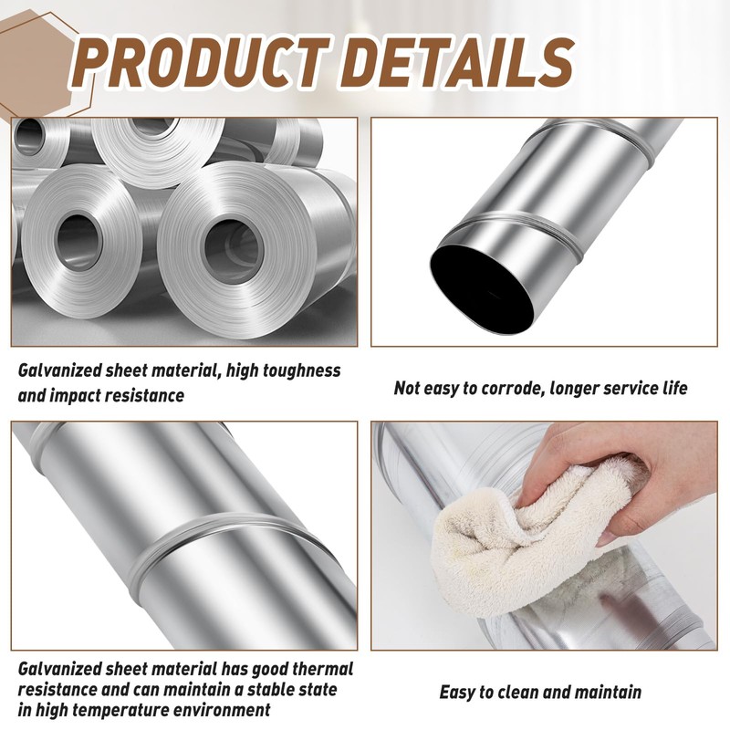 Blulu 1 Pcs 4'' Inch Round Spiral Air Duct 45