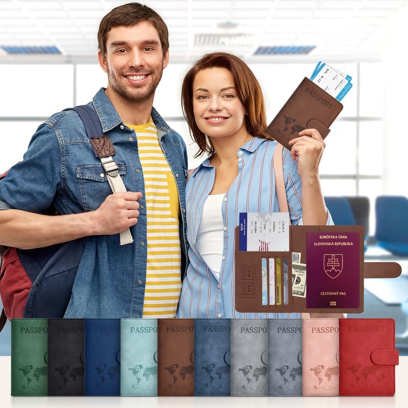 Porta Pasaporte con Bloqueo RFID, Porta Pasaporte y Visa Impermeable,