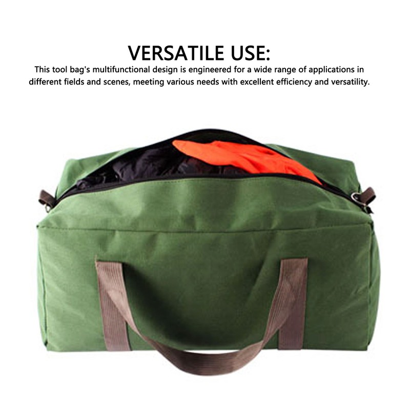 Canvas Wide Mouth Tool Storage Bag with Adjustable Shoulder Strap