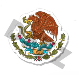 Wrapped in Skins Mexican Coat of Arms Vinyl Stickers - Indoor Outdoor Mexico Crest Emblem Flag - 5" wide / 2 pack