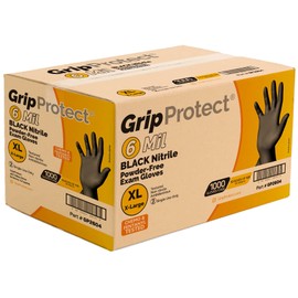 GripProtect 6 Mil Black Nitrile Exam Gloves | Heavy Duty | Textured | Food | Cleaning | Law Enforcement | Automotive | (X-Large, 1,000)