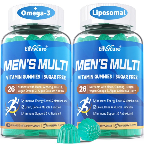 Methylated Multivitamin for Men Gummies, Vegan Omega 3, CoQ10, Zinc,