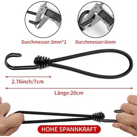 Serenelight Pack of 12 Elastic Bands with Hooks, Expander with Hooks, Rubber Tensioners with Hooks, Multifunctional Heavy Duty Tarpaulin Tensioners, for Stationary Transport Trailers, Banners,