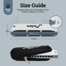 Harmo Polar Diatonic Harmonica Key of Eb - Half-Valved Design for Extended Bends, Ideal for Swing, Bebop, and Blues - Mouth Organ with Case, Harmonica for Adults, Beginners & Professionals